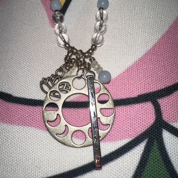 Quartz Crystal and moon stone Hand Knotted Mala Necklace - Picture 10 of 12